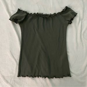 Hollister Green Lettuce Trim Top